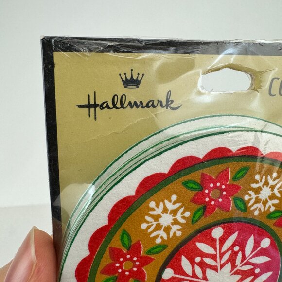 Vtg Sealed 80s Hallmark Disposable Paper Round Coasters Holiday Red Green White - Picture 5 of 9